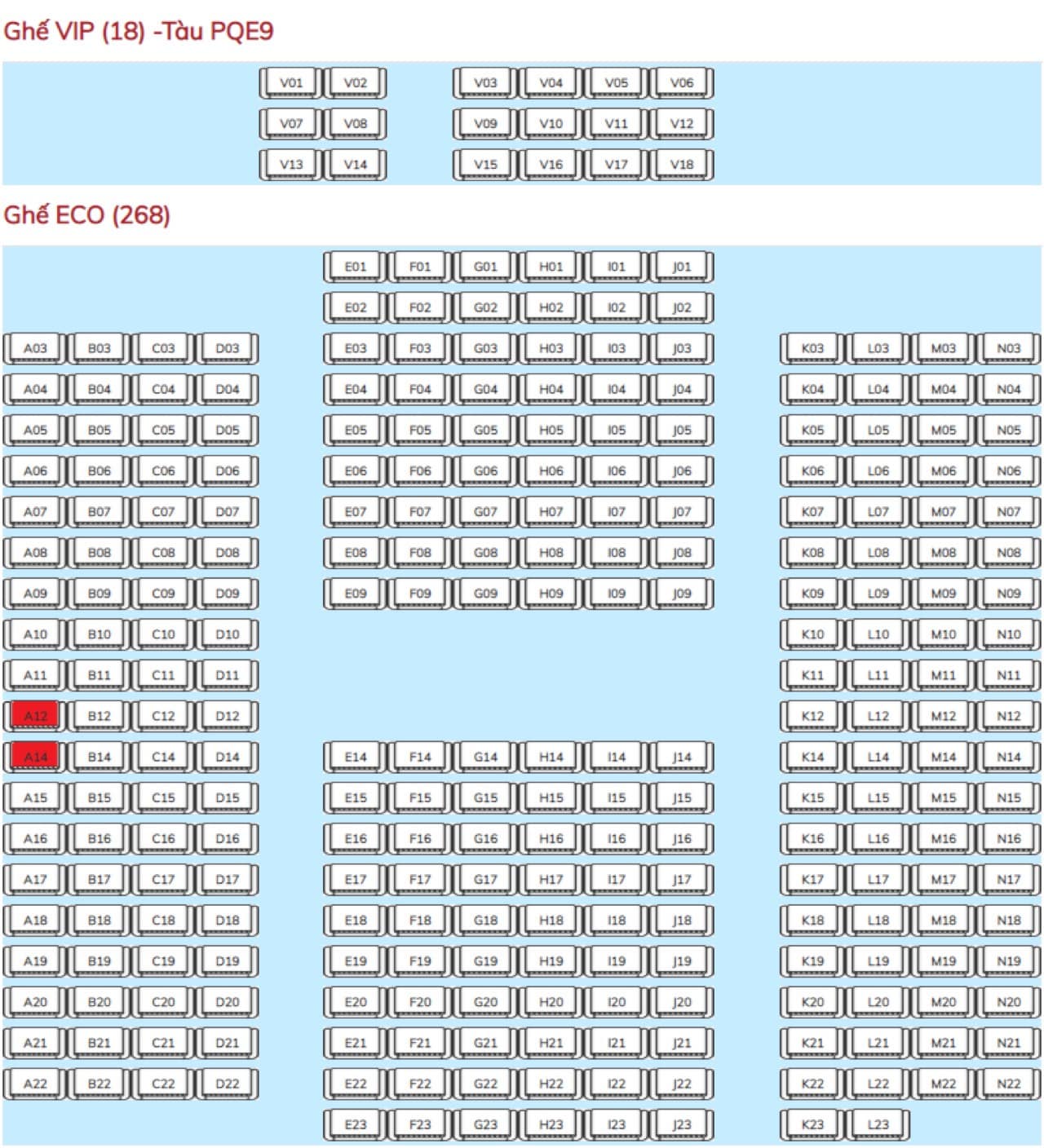 Sơ đồ chỗ ngồi và cấu tạo tàu Phú Quốc Express